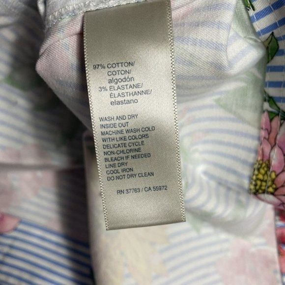 Rafaella Floral Tapered‎ Blazer Crewneck Jacket Womens Sz Large Blue Striped - Picture 9 of 12